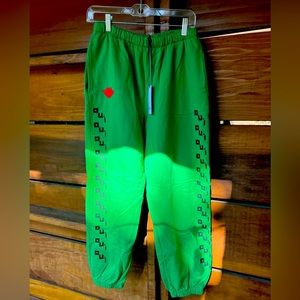 NWT CLARE V / LA / OUI HEART SWEATPANTS / Kelly green / size XL / MSRP $155